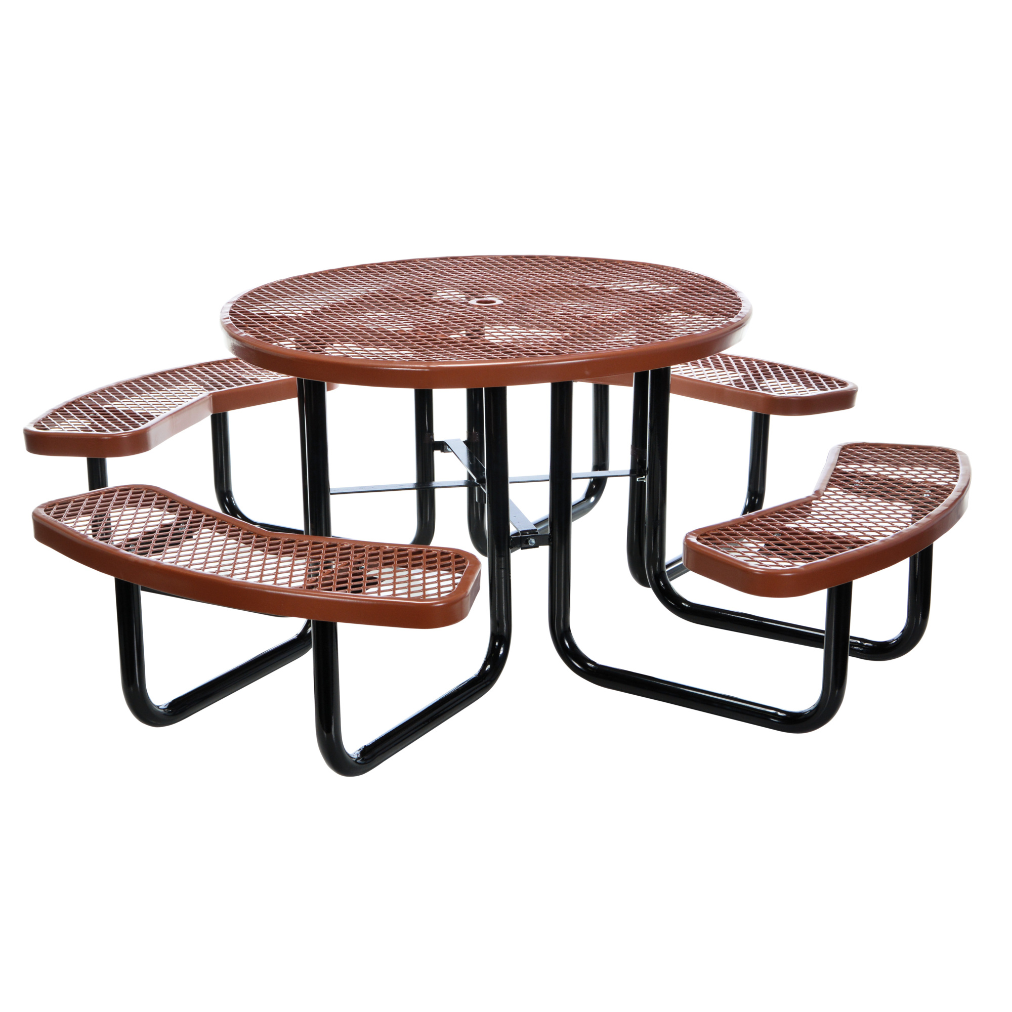 Vestil Round Picnic Table - 46in. Diameter, Expanded Metal, Brown, Thermoplastic Coating, Model# PT-MX-RT-46-BN